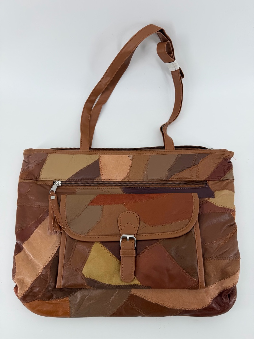 NEW 3Pc Patchwork Leather Shoulder Bag Tote Matching Wallet Coin Purse Set